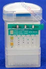 Test multi-drogas en orina con recipiente, temporizador, termómetro